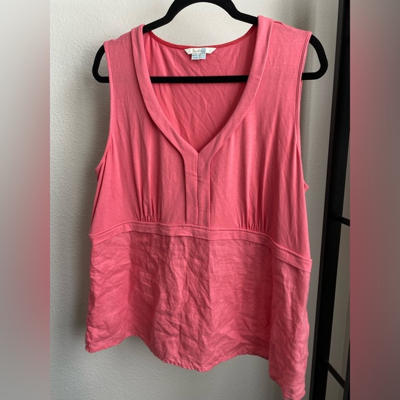 Boden Pink Salmon Linen Knit Tank Top V-Neck Size 18R - Picture 1 of 7